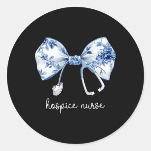 Stethoscope Coquette Bow Hospice Nurse Aide Pallia Classic Round Sticker
