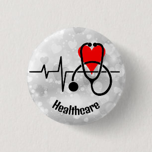  Stethoscope  Doctor Nurse Healthcare 3 Cm Round Badge