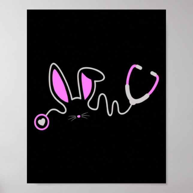 Stethoscope Easter Bunny Nurse Doctor Egg Ears  Poster (Front)