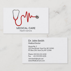 Stethoscope ECG Wave Medical EKG Heartbeat Line Business Card