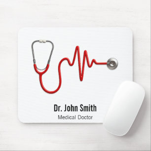 Stethoscope EKG Heartbeat Line ECG Wave Medical Mouse Mat
