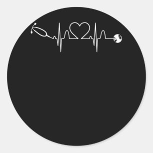 Stethoscope EKG Heartbeat Nurse Heart Hospital Classic Round Sticker