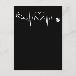 Stethoscope EKG Heartbeat Nurse Heart Hospital Postcard