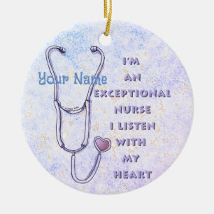 Stethoscope exceptional nurse  ceramic tree decoration