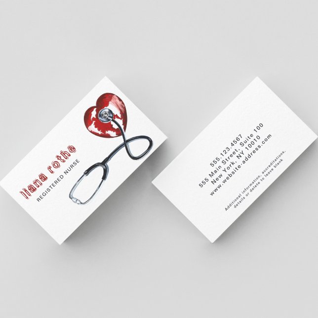 Stethoscope Healthcare Medical Doctor Nurse Heart Business Card (Creator Uploaded)