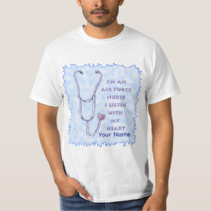 Stethoscope Heart Air Force Nurse  T-Shirt