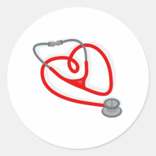 Stethoscope Heart Classic Round Sticker