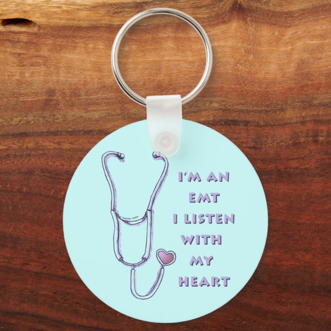 Stethoscope Heart EMT Key Ring (Front)