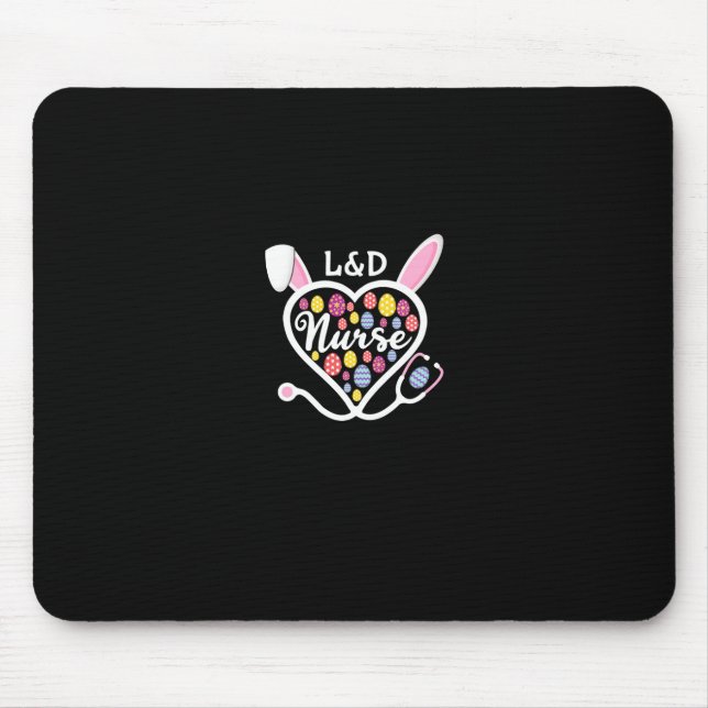 Stethoscope Heart Landd Nurse Easter Bunny Labour  Mouse Mat (Front)