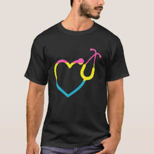 Stethoscope Heart LGBQ Pansexual Pride Nurse RN Nu T-Shirt