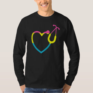 Stethoscope Heart Lgbt Q Pansexual Pride Nurse Rn T-Shirt