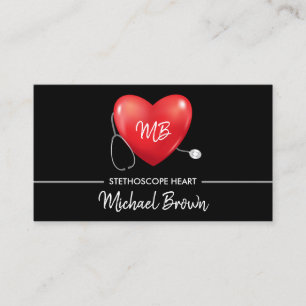 Stethoscope Heart Nurse Doctor Medical Health Business Card