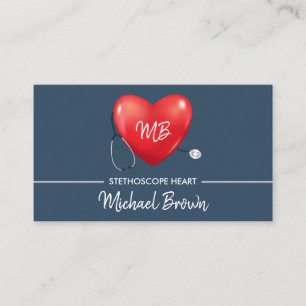 Stethoscope Heart Nurse Doctor Medical Healthcare Business Card