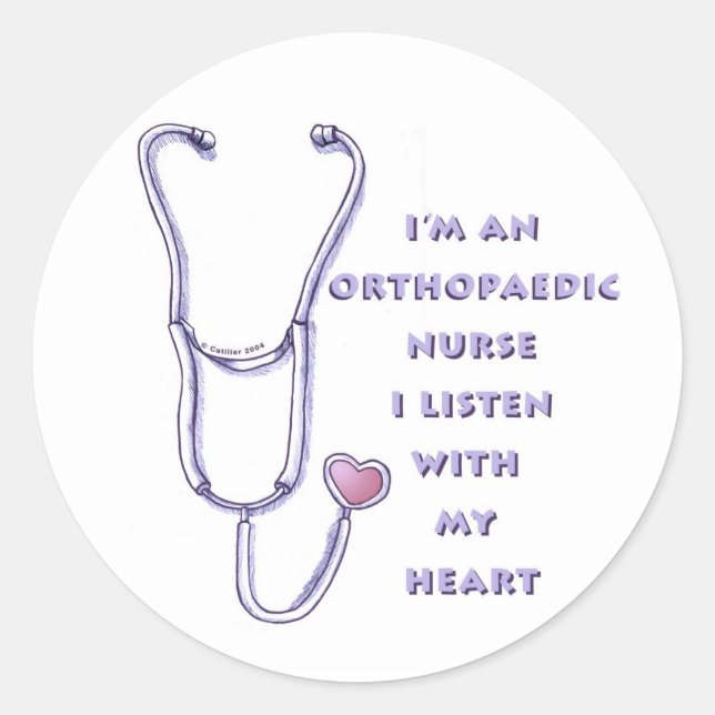 Stethoscope heart Orthopaedic Nurse Classic Round Sticker (Front)