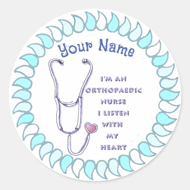 Stethoscope heart Orthopaedic Nurse Classic Round Sticker (Front)
