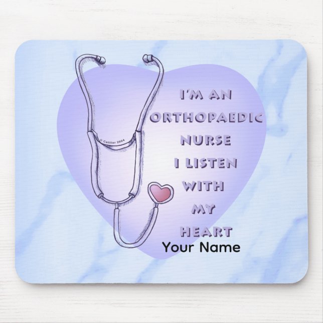 Stethoscope heart Orthopedic Nurse Mouse Mat (Front)