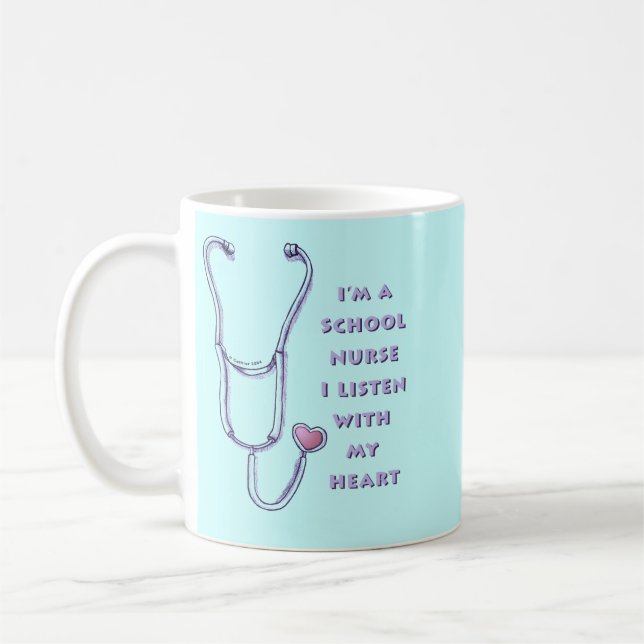 Stethoscope Heart School Nurse Coffee Mug (Left)