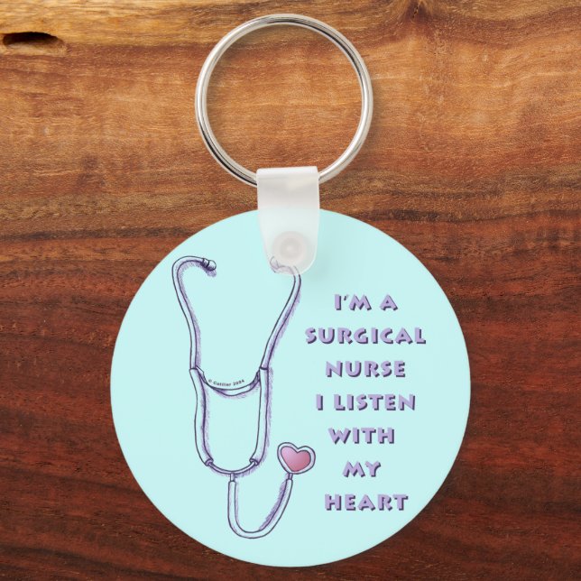 Stethoscope Heart Surgical Nurse Key Ring (Front)