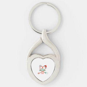 Stethoscope heart with Santa hat Key Ring