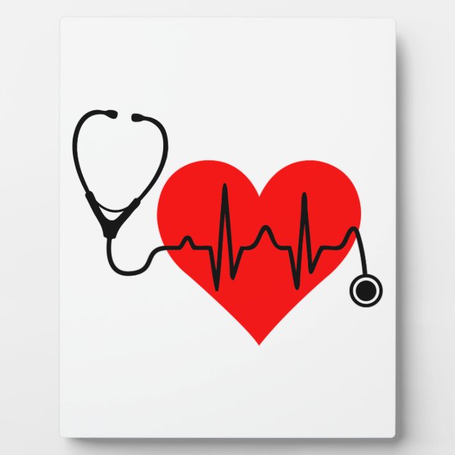 Stethoscope Heartbeat Heart Plaque (Front)