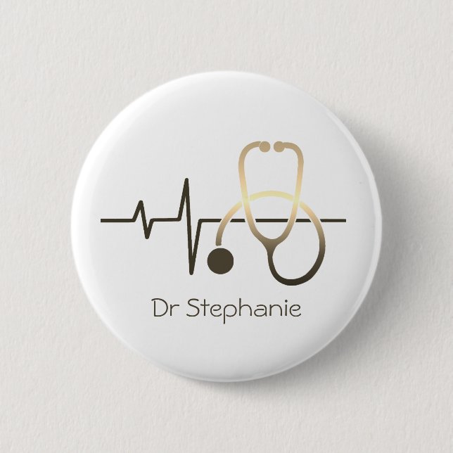 Stethoscope Heartbeat Medical 6 Cm Round Badge (Front)