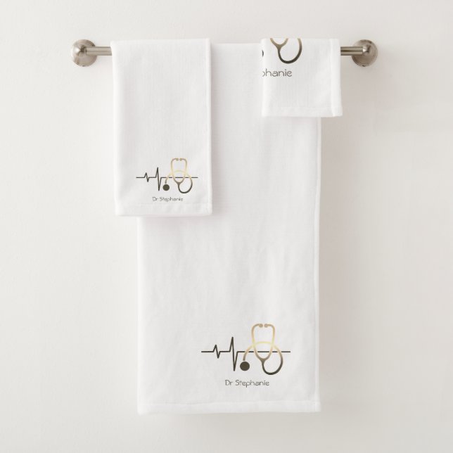 Stethoscope Heartbeat Medical Bath Towel Set (Insitu)