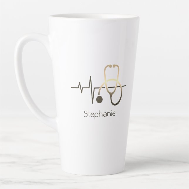 Stethoscope Heartbeat Medical Latte Mug (Left)