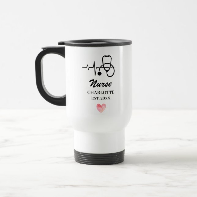 Stethoscope Heartbeat Nurse Doctor  Travel Mug (Left)