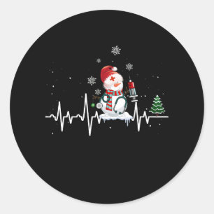 Stethoscope Heartbeat Nurse Snowman Nursing Merry Classic Round Sticker