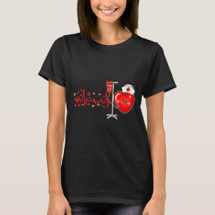 Stethoscope Heartbeat Nurse Valentines Day Rn Er N T-Shirt
