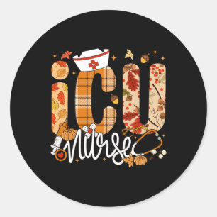 Stethoscope Icu Nurse Fall Yall Autumn Leaves Than Classic Round Sticker
