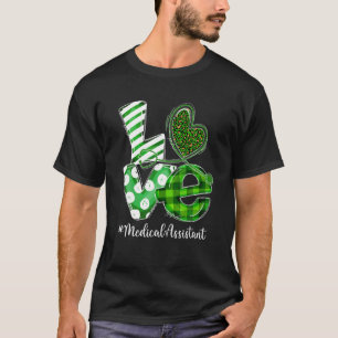 Stethoscope Love Medical Assistant Plaid St Patric T-Shirt