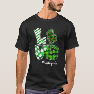 Stethoscope Love Orthopedic Nurse Plaid St Patrick T-Shirt