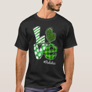 Stethoscope Love Pediatric Nurse Plaid St Patricks T-Shirt