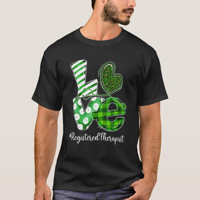 Stethoscope Love Registered Therapist Plaid St Pat T-Shirt (Front)