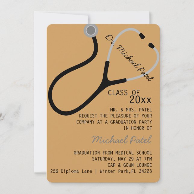 Stethoscope Medical Doctor Graduation Announcement (Front)