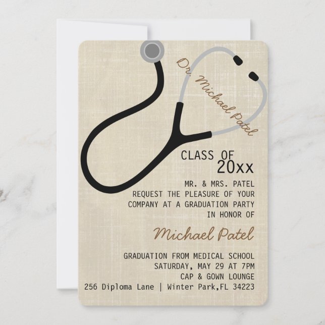 Stethoscope Medical Doctor Graduation Announcement (Front)