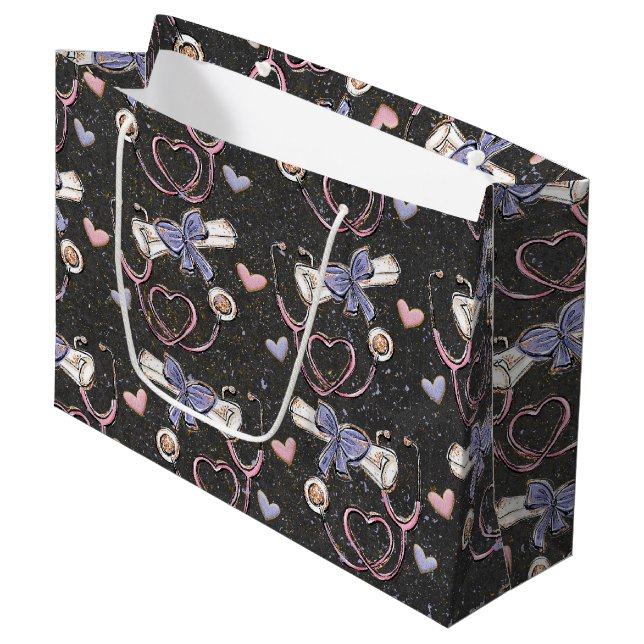 Stethoscope Medical Graduation Large Gift Bag (Front Angled)