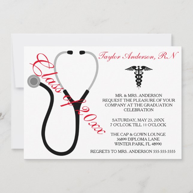 Stethoscope Medical School Graduation Announcement (Front)