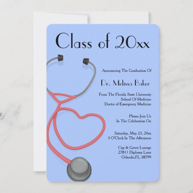 Stethoscope Medical School Graduation Announcement (Front)