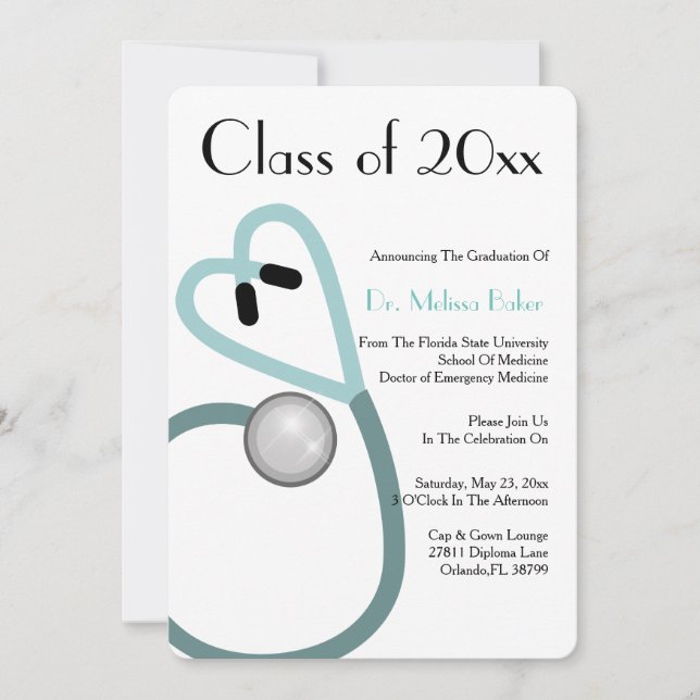 Stethoscope Medical School Graduation Announcement (Front)