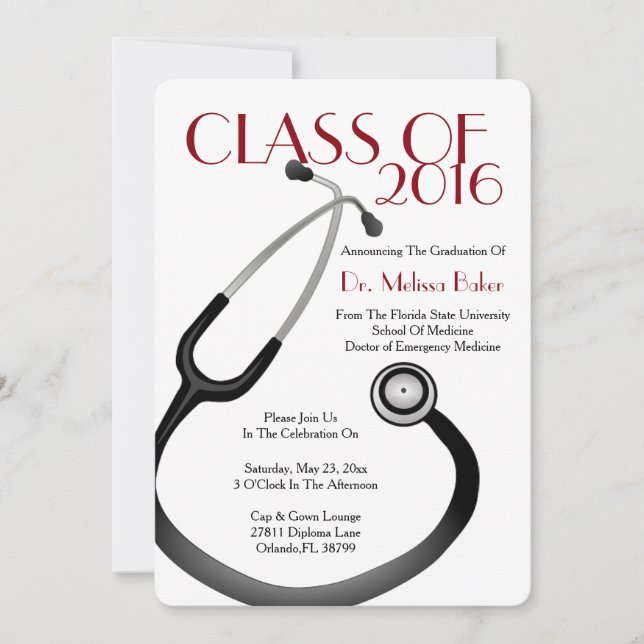 Stethoscope Medical School Graduation Announcement (Front)