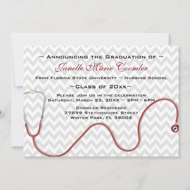 Stethoscope Medical School Graduation Invitation (Front)