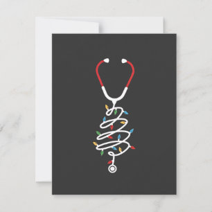 Stethoscope Medical Supplies Christmas Tree Lights Card