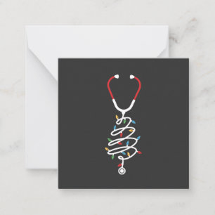 Stethoscope Medical Supplies Christmas Tree Lights Card