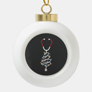 Stethoscope Medical Supplies Christmas Tree Lights Ceramic Ball Christmas Ornament