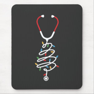 Stethoscope Medical Supplies Christmas Tree Lights Mouse Mat