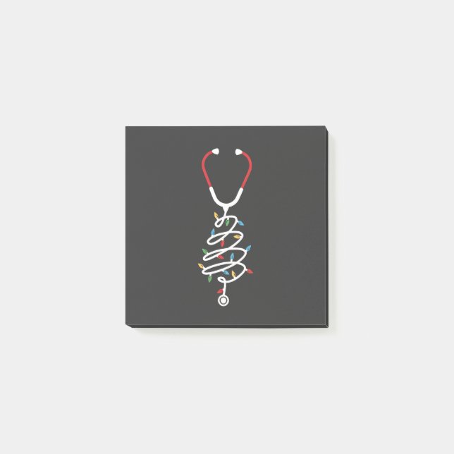 Stethoscope Medical Supplies Christmas Tree Lights Post-it Notes (Front)