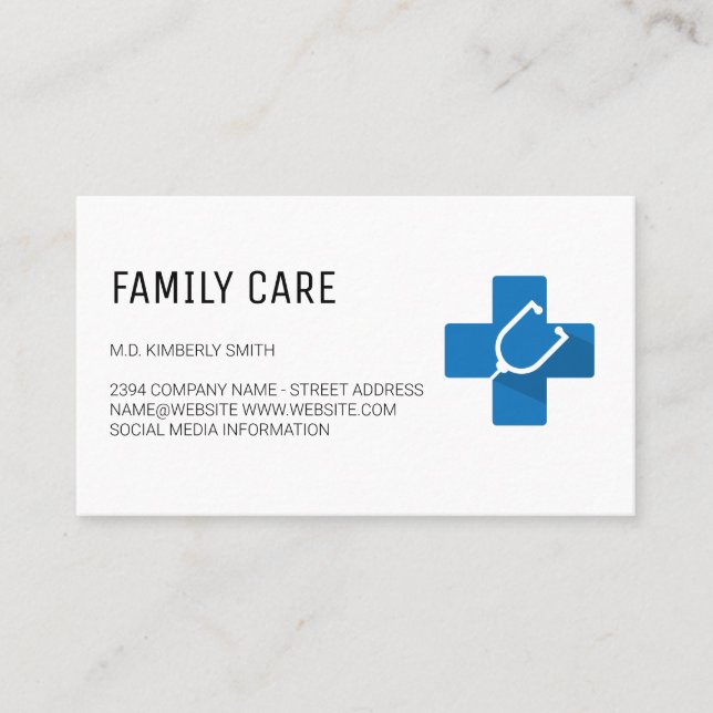 Stethoscope Medicine Symbol Logo Business Card (Front)