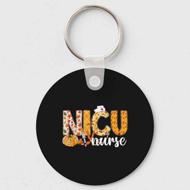 Stethoscope Nicu Nurse Fall Yall Autumn Leaves Tha Key Ring (Front)